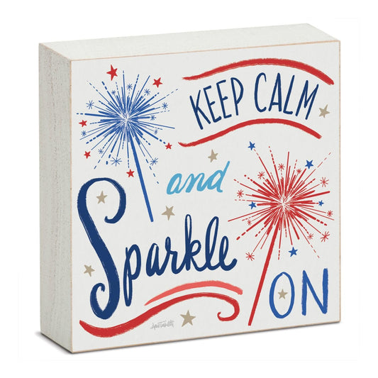 CounterArt Sparkle On Freestanding Solid Wood Block Sign Made in the USA 3.75” Square Decorative Accent for Home or Office