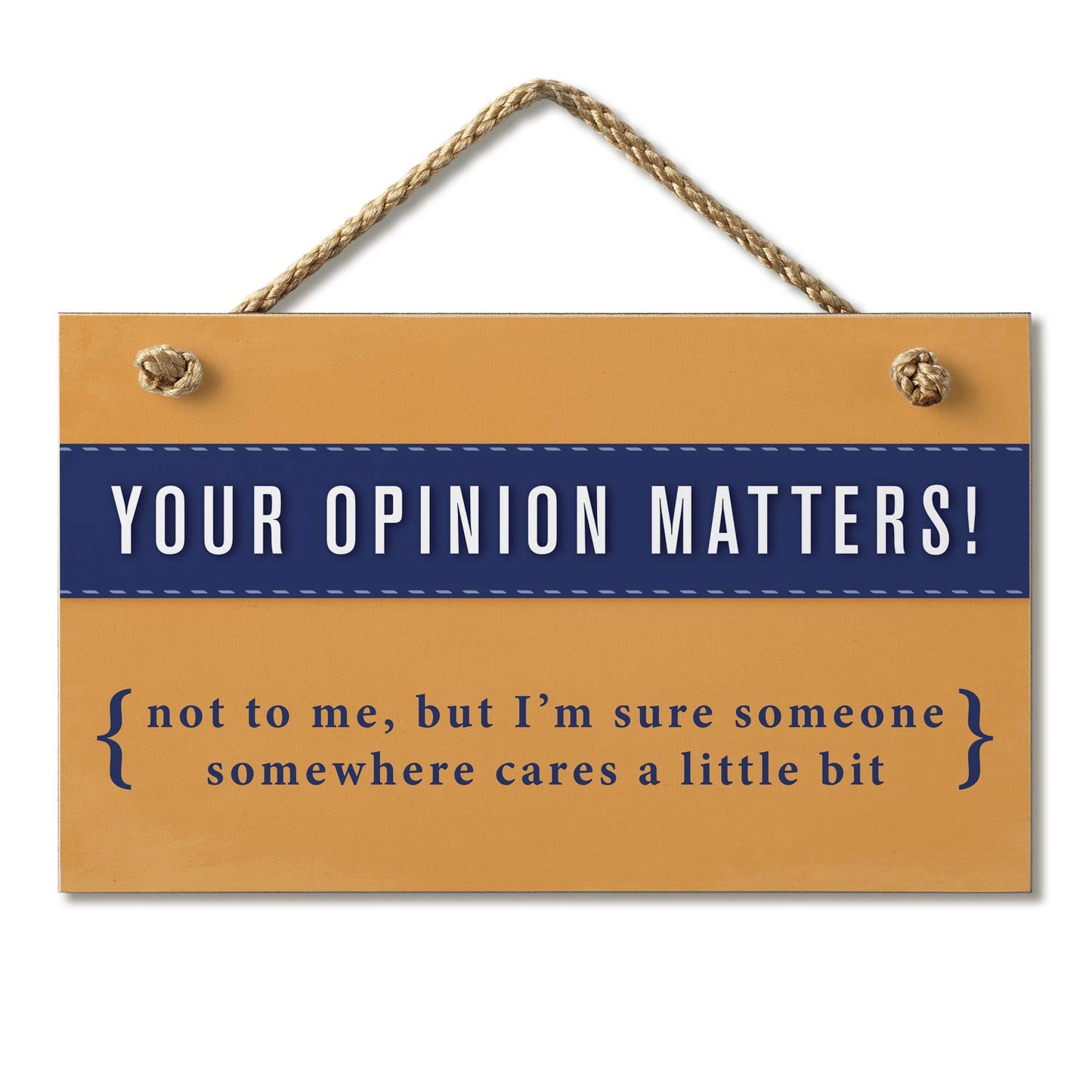 CounterArt "Your Opinion Matters Somewhere" Hanging Wood Wall Sign 9.5” x 5.75” Made in the USA Features Braided Rope Hanger