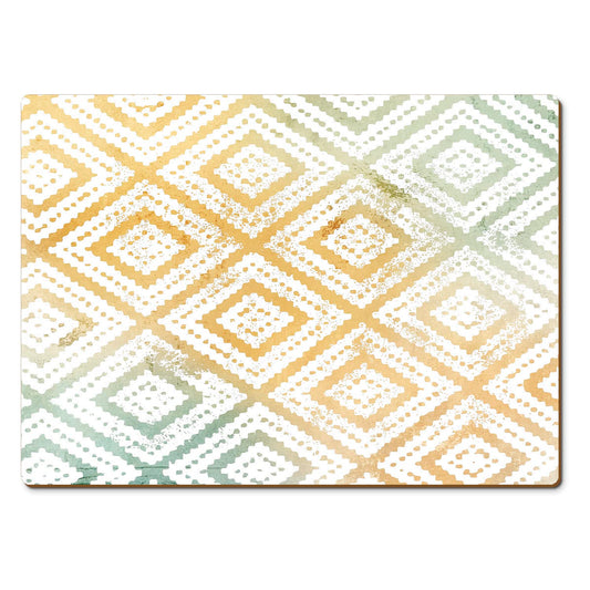 CounterArt Geometric Mohave Premium Decorative Hardboard Tabletop Placemats 4-Pack Manufactured in The USA Heat Tolerant and Easily Wipes Clean