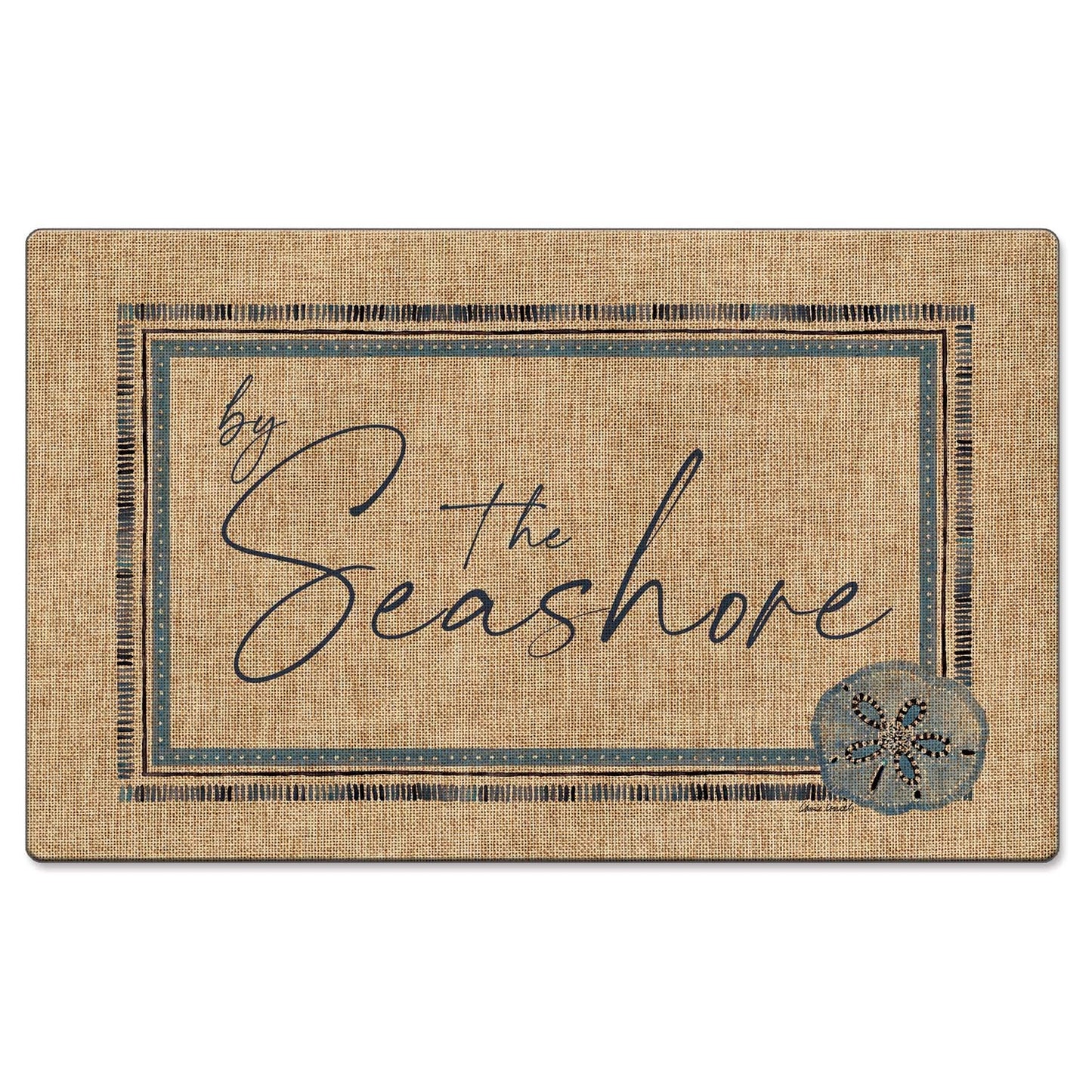 Counterart by The Seashore Decorative Indoor/Outdoor Natural Linen Look Floor Mat with Recycled Rubber Back Manufactured in The USA 29.5" x 17.75"