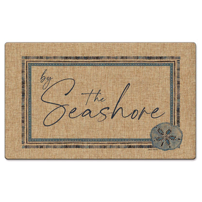 Counterart by The Seashore Decorative Indoor/Outdoor Natural Linen Look Floor Mat with Recycled Rubber Back Manufactured in The USA 29.5" x 17.75"