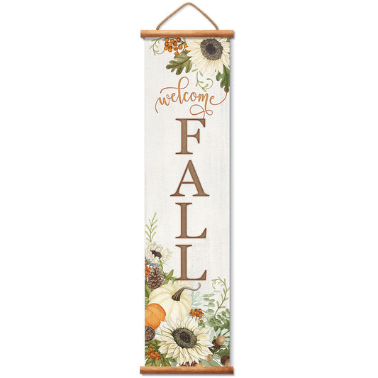 Highland Home Farmhouse Fall Welcome Indoor/Outdoor Vinyl Hanging Entryway Sign Made in the USA Reusable Easy Wipes Clean Easy Storage