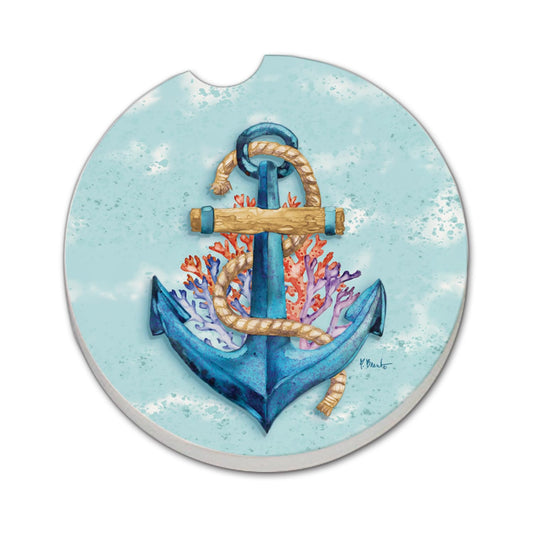 Thirstystone Submerged Anchor Single Absorbent Stone Coaster for Vehicle Cup Holder 2.6” Diameter Manufactured in The USA