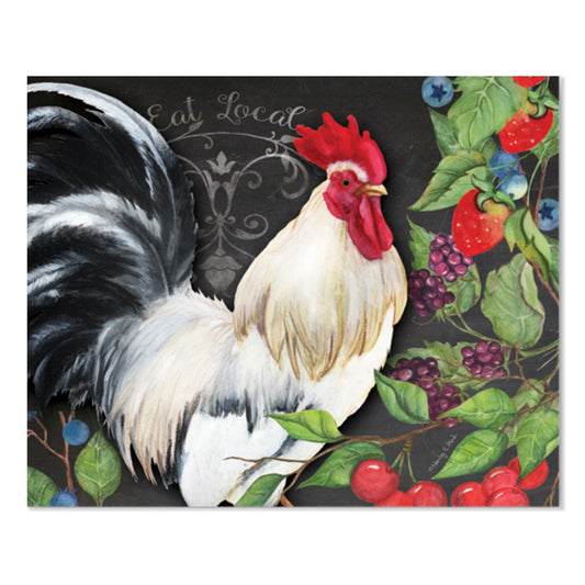 Cut N' Funnel White Rooster Designer Flexible Plastic Cutting Board Mat, 15" x 11.5", Made in the USA, Decorative, Flexible, Easy to Clean
