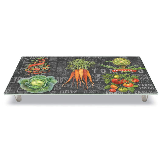 CounterArt Chalkboard Veggies Quartz 5mm Heat Tolerant Tempered Glass Cutting Board 20.5” x 11.75” Manufactured in the USA Dishwasher Safe