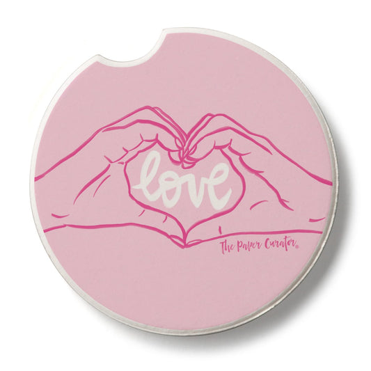 Thirstystone Love Hands Single Absorbent Stone Coaster for Vehicle Cup Holder 2.6” Diameter Manufactured in The USA