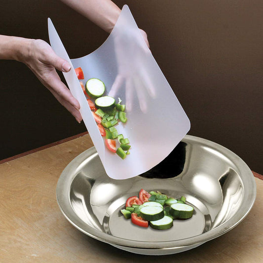 Cut N' Funnel Flexible Cutting Board Mats Set of 2, Clear Frosted, Made in the USA of BPA Free Food Grade Plastic, 11.5” x 15”