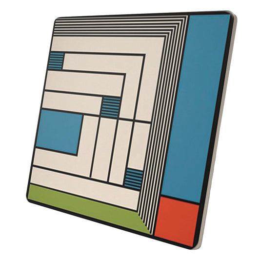 Frank Lloyd Wright's Price Rug-Blue Design on 8" Square Stone Trivet Manufactured in The USA Heat Tolerant Easily Wipes Clean