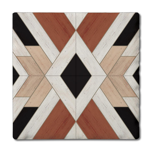 Thirstystone Southwest Wood Single Absorbent Stone Coaster with Protective Cork Backing Manufactured in The USA 4" Square, Colorful, Artistic, Easily Wipes Clean