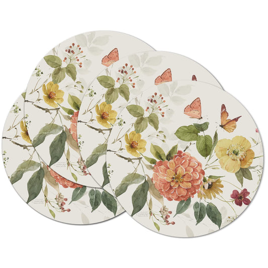 CounterArt Blessed by Nature 4 Pack Round Reversible Easy Care Flexible Placemats Made in the USA