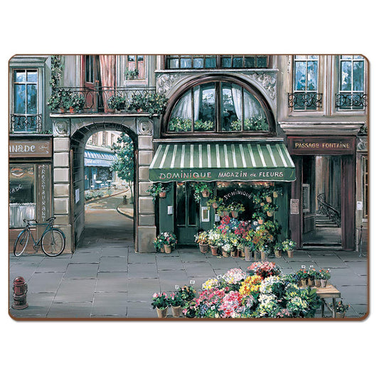 Cala Home Village Square Premium Decorative Hardboard Tabletop Placemats 4-Pack Manufactured in The USA Heat Tolerant and Easily Wipes Clean