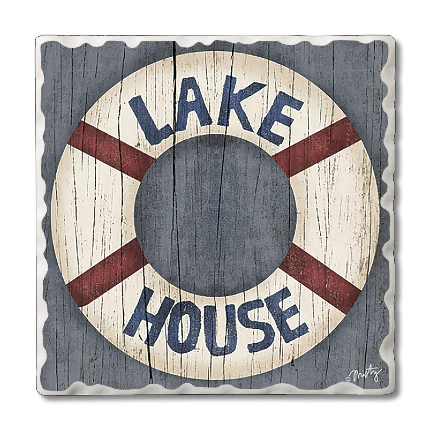 Thirstystone Lake House Preserver 4-Pack Tumbled Tile Stone Coasters 4" Square Manufactured in the USA