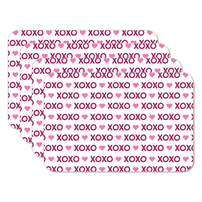 CounterArt XOXO 4 Pack Easy Care Flexible Plastic Placemats Made in The USA BPA Free, Easily Wipes Clean