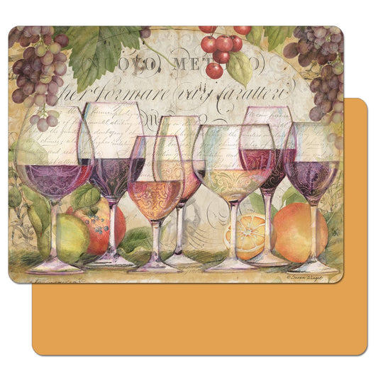 Cut N' Funnel Wine Country/Orange Designer Flexible Plastic Cutting Board Mat with Coordinating Solid Flex Mat 15" x 11.5", Made in the USA, Decorative, Flexible, Easy to Clean