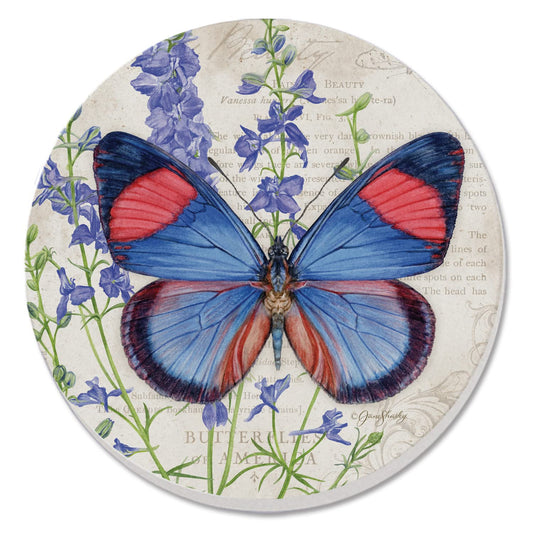 Thirstystone Painted Beauty Butterfly Single Round Absorbent Stone Coaster with Protective Cork Backing Manufactured in The USA 4" Diameter