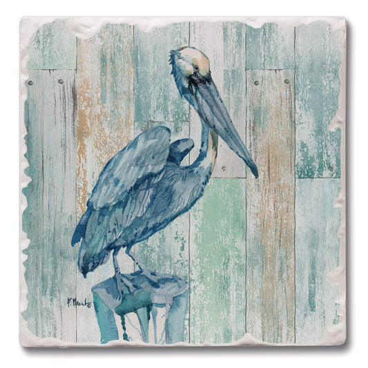 Thirstystone Arianna Pelican 4 Pack Tumbled Tile Stone Coasters 4" Square Manufactured in the USA