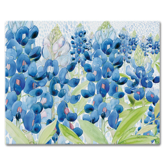 CounterArt Bluebonnet Field 3mm Tempered Glass Cutting Board 15" x 12" Manufactured in the USA