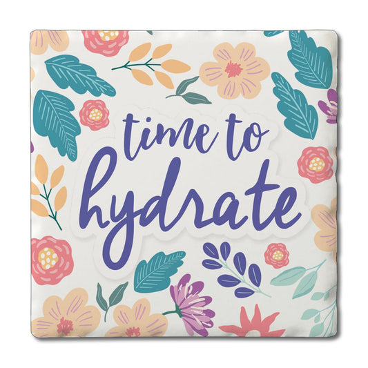 Thirstystone Hydrate Single Tumbled Tile Stone Coaster with Protective Cork Backing Manufactured in The USA 4" Square, Artistic, Easily Wipes Clean