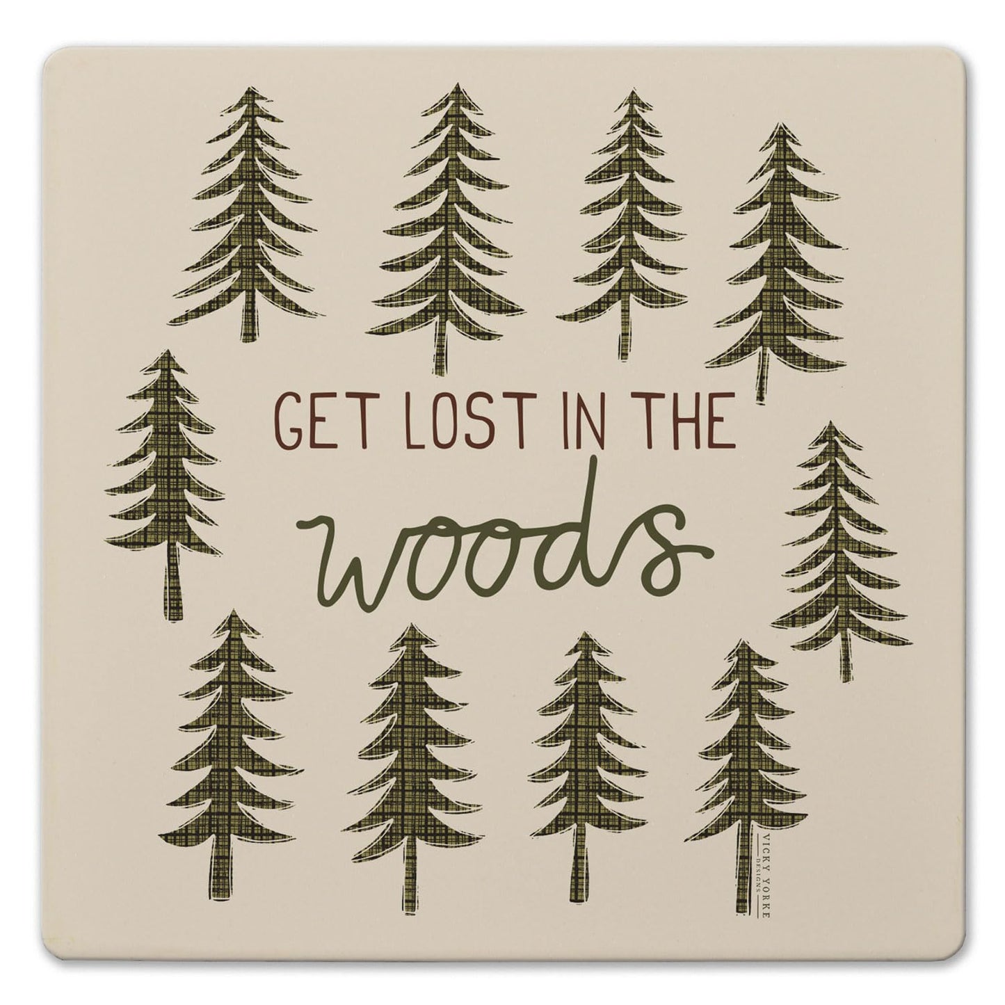 Thirstystone Get Lost Decorative Heat Tolerant Stone Trivet with Non-Skid Cork Backing 8” Square
