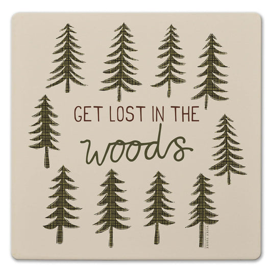 Thirstystone Get Lost Decorative Heat Tolerant Stone Trivet with Non-Skid Cork Backing 8” Square