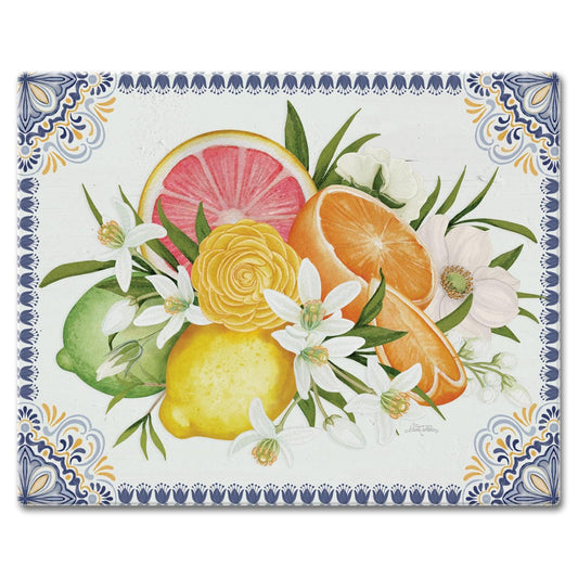 CounterArt Mediterranean Citrus 3mm Tempered Glass Cutting Boards Manufactured in the USA
