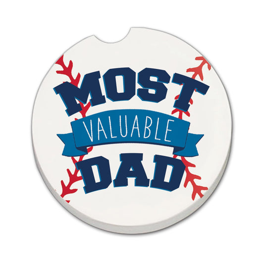 Thirstystone Most Valuable Dad Single Absorbent Stone Coaster for Vehicle Cup Holder 2.6” Diameter Manufactured in The USA