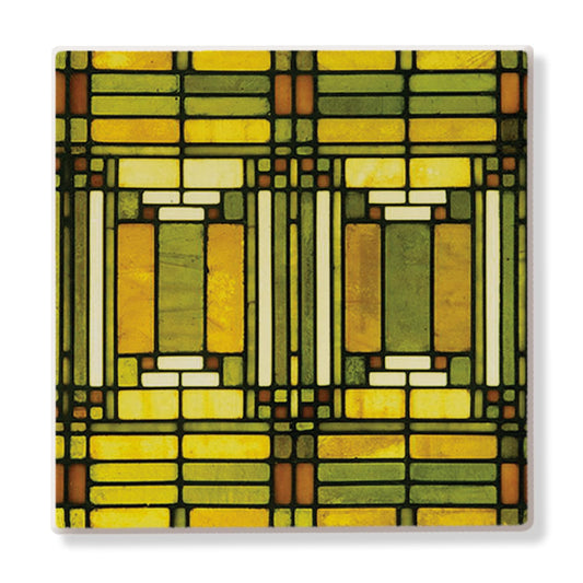 Oak Park Skylight Design from Frank Lloyd Wright Foundation on 4-Pack Absorbent Stone Square Coasters with Protective Cork Backing Manufactured in The USA
