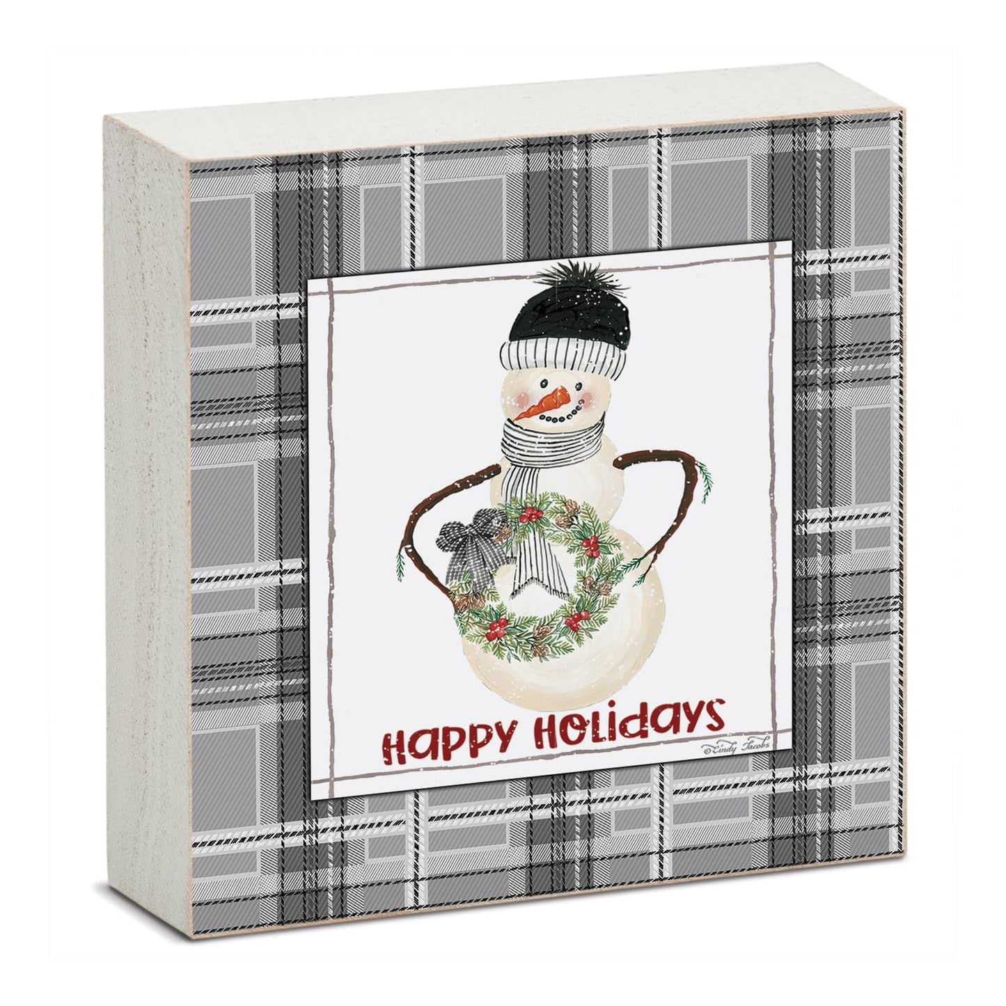 Highland Home Happy Holidays Decorative Wooden Home Accent Sign for Desk Mantle or Shelf Made in the USA