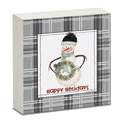 Highland Home Happy Holidays Decorative Wooden Home Accent Sign for Desk Mantle or Shelf Made in the USA
