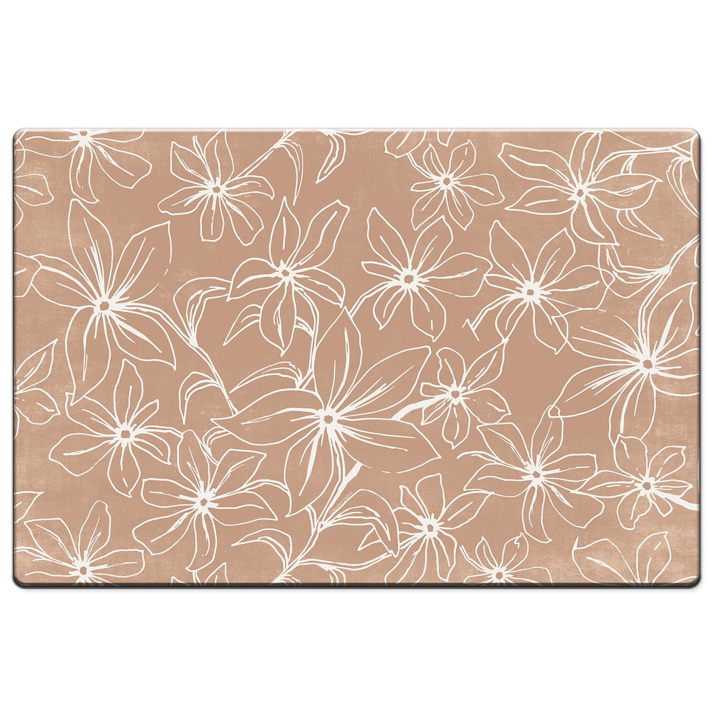 Highland Home Mocha Lily 30” x 20” Decorative Vinyl Comfort Floor Mat Manufactured in The USA, Waterproof, Easy to Clean