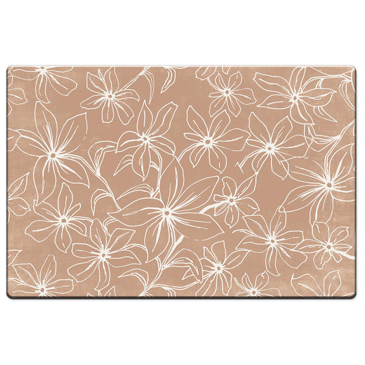 Highland Home Mocha Lily 30” x 20” Decorative Vinyl Comfort Floor Mat Manufactured in The USA, Waterproof, Easy to Clean