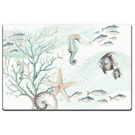 Counterart Ocean Treasures 30” x 20” Decorative Vinyl Comfort Floor Mat, Manufactured in The USA, Waterproof, Reduces Muscle Fatigue, Easily Wipes Clean