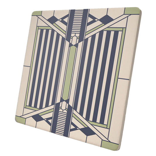 Frank Lloyd Wright Evans House Design on 8" Square Stone Trivet Manufactured in The USA Heat Tolerant Easily Wipes Clean