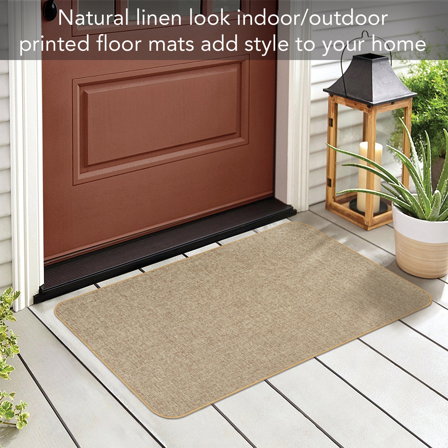 Counterart Decorative Indoor/Outdoor Natural Linen Look Floor Mat with Recycled Rubber Back Manufactured in The USA 29.5” x 17.75”