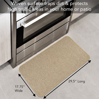 Counterart Decorative Indoor/Outdoor Natural Linen Look Floor Mat with Recycled Rubber Back Manufactured in The USA 29.5” x 17.75”