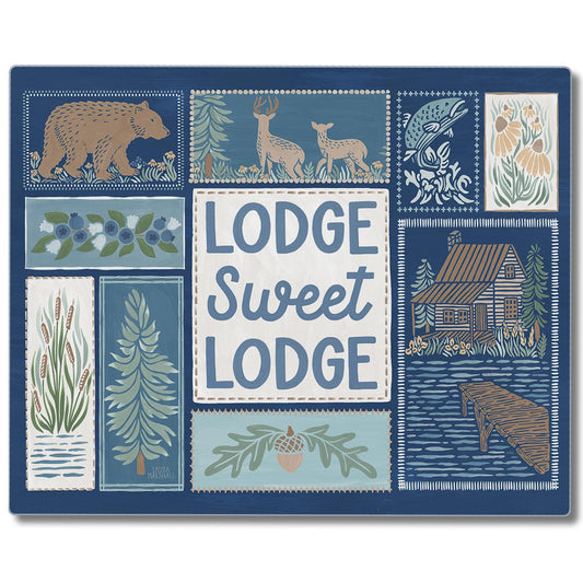 CounterArt Lodge Sweet Lodge 3mm Tempered Glass Cutting Board 15" x 12" Manufactured in the USA