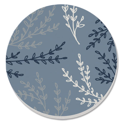 Thirstystone Blue Branches Single Round Absorbent Stone Coaster with Protective Cork Backing Manufactured in The USA 4" Diameter