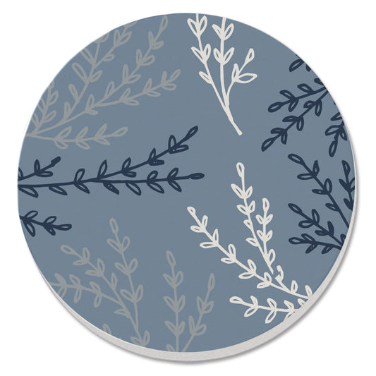 Thirstystone Blue Branches Single Round Absorbent Stone Coaster with Protective Cork Backing Manufactured in The USA 4" Diameter