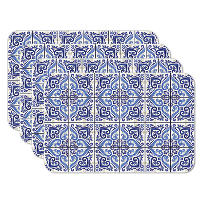 CounterArt Shades of Blue 4 Pack Reversible Easy Care Flexible Placemats Made in the USA