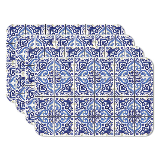 CounterArt Shades of Blue 4 Pack Reversible Easy Care Flexible Placemats Made in the USA