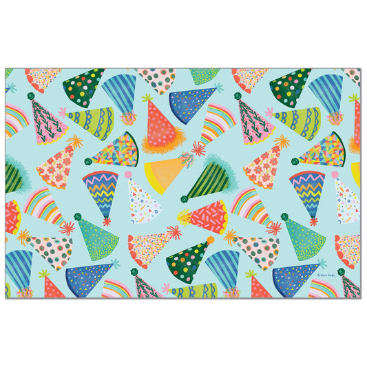 CounterArt Party Hats 24 Premium Paper Placemats in Resealable Storage Bag Made in The USA 17" x 11"