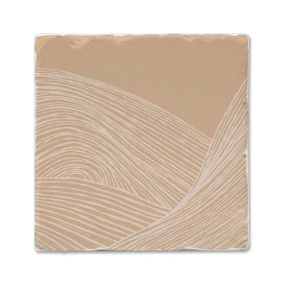 Thirstystone Mocha Zen Single Tumbled Tile Stone Coaster with Protective Cork Backing Manufactured in The USA 4" Square, Colorful, Artistiic, Easily Wipes Clean