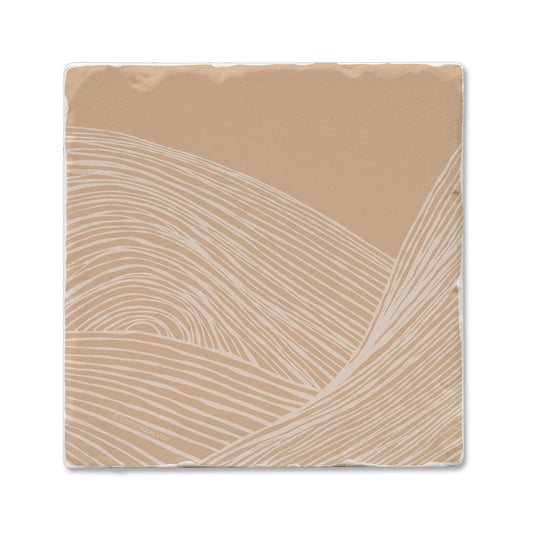 Thirstystone Mocha Zen Single Tumbled Tile Stone Coaster with Protective Cork Backing Manufactured in The USA 4" Square, Colorful, Artistiic, Easily Wipes Clean