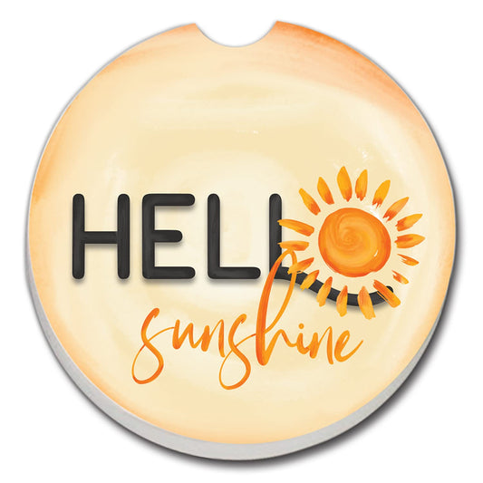 Thirstystone Sunshine Single Absorbent Stone Coaster for Vehicle Cup Holder 2.6” Diameter Manufactured in The USA
