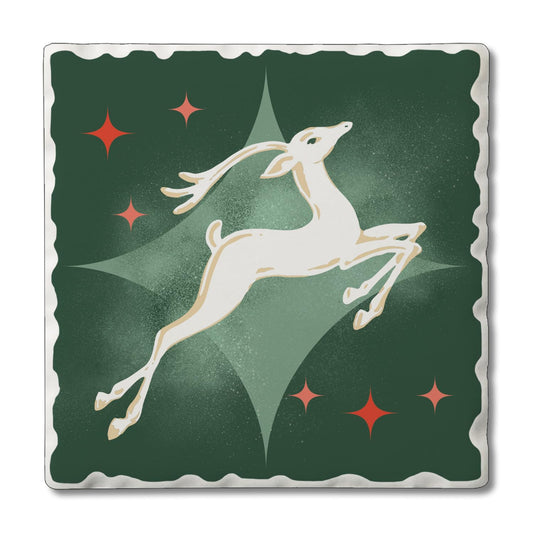 Thirstystone Dashing Reindeer Single Absorbent Stone Coaster with Protective Cork Backing Manufactured in The USA 4" Square, Artistic, Easily Wipes Clean