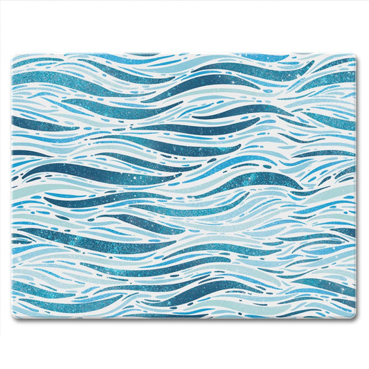 CounterArt Wavy Waves 3mm Tempered Glass Cutting Board 10” x 8” Manufactured in the USA