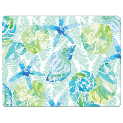 Cut N' Funnel Isla Mona Coastal Designer Flexible Plastic Cutting Board Mat 15" x 11.5", Made in the USA, Decorative, Flexible, Easy to Clean