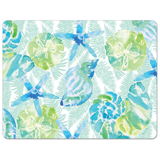 Cut N' Funnel Isla Mona Coastal Designer Flexible Plastic Cutting Board Mat 15" x 11.5", Made in the USA, Decorative, Flexible, Easy to Clean