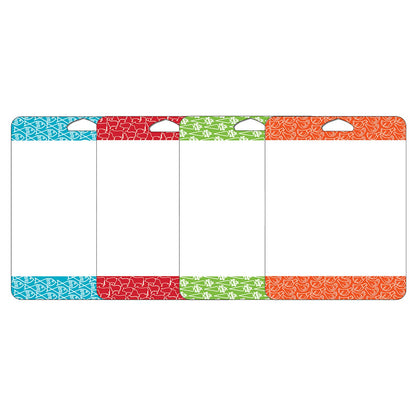 Cut N' Funnel Non-Slip Flexible Plastic Cutting Board Mat 4 Pack, Made in the USA Clear with Brightly Patterned Food Type Borders BPA Free 16" by 12"