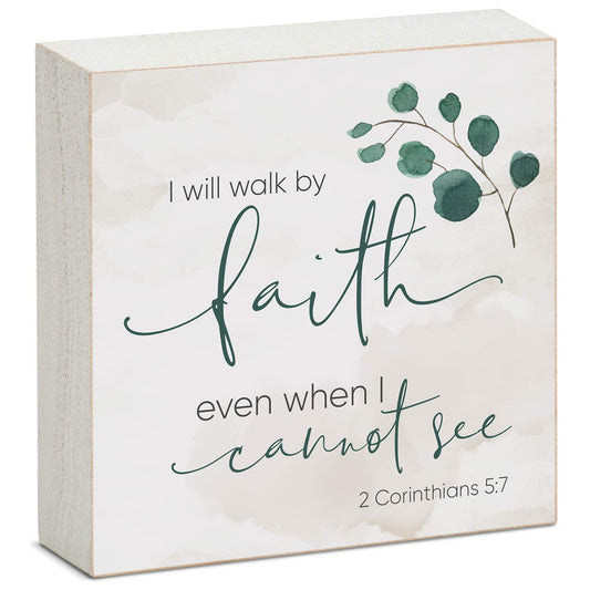 CounterArt Walk by Faith Decorative Faith Driven Wooden Home Accent Sign for Desk Mantle or Shelf Made in the USA